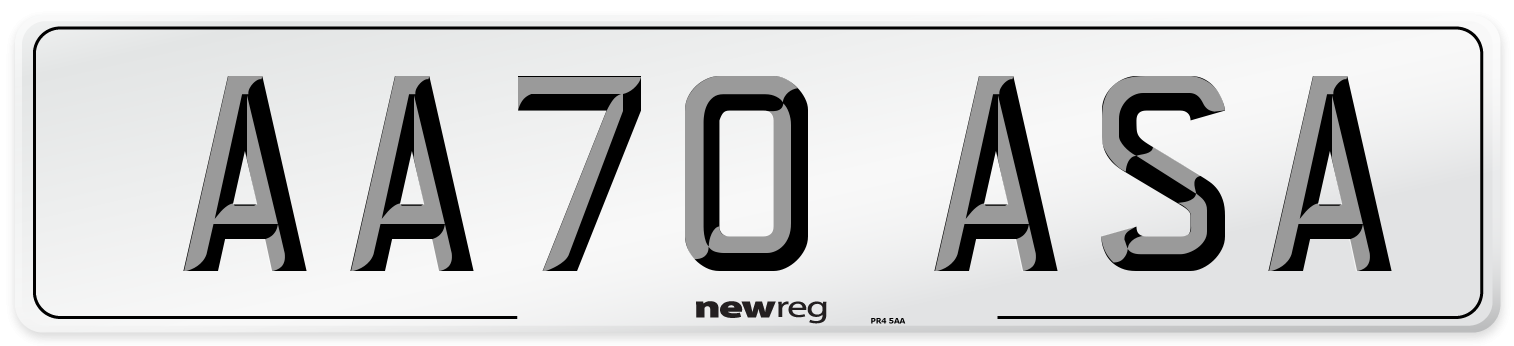 AA70 ASA Number Plate from New Reg